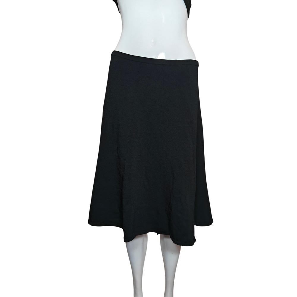 Grace Dane Lewis Petite Black Knit Midi Skirt A-Line Rayon Blend PM
